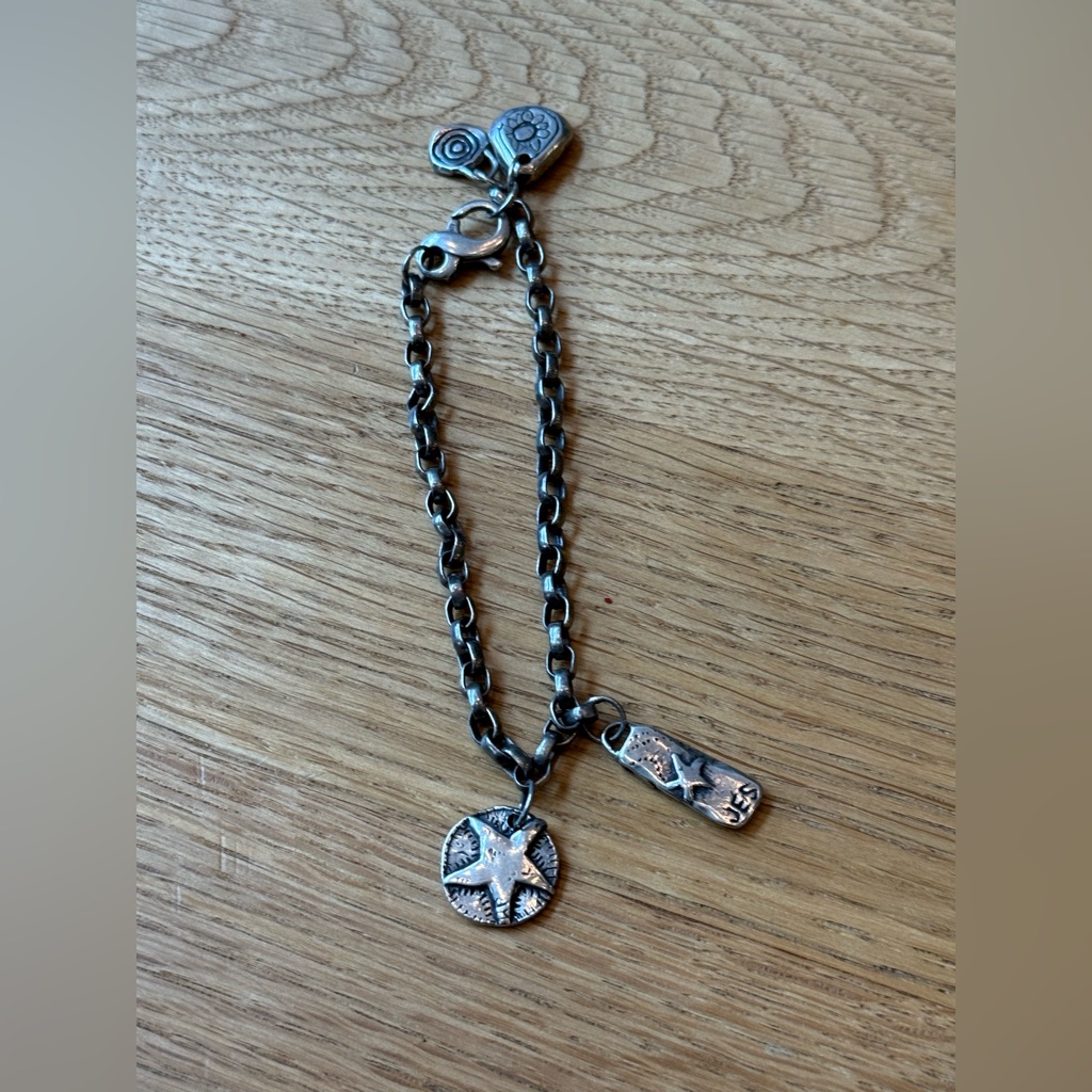 Jes Maharry Silver Pewter Faith And Courage Charm Bracelet